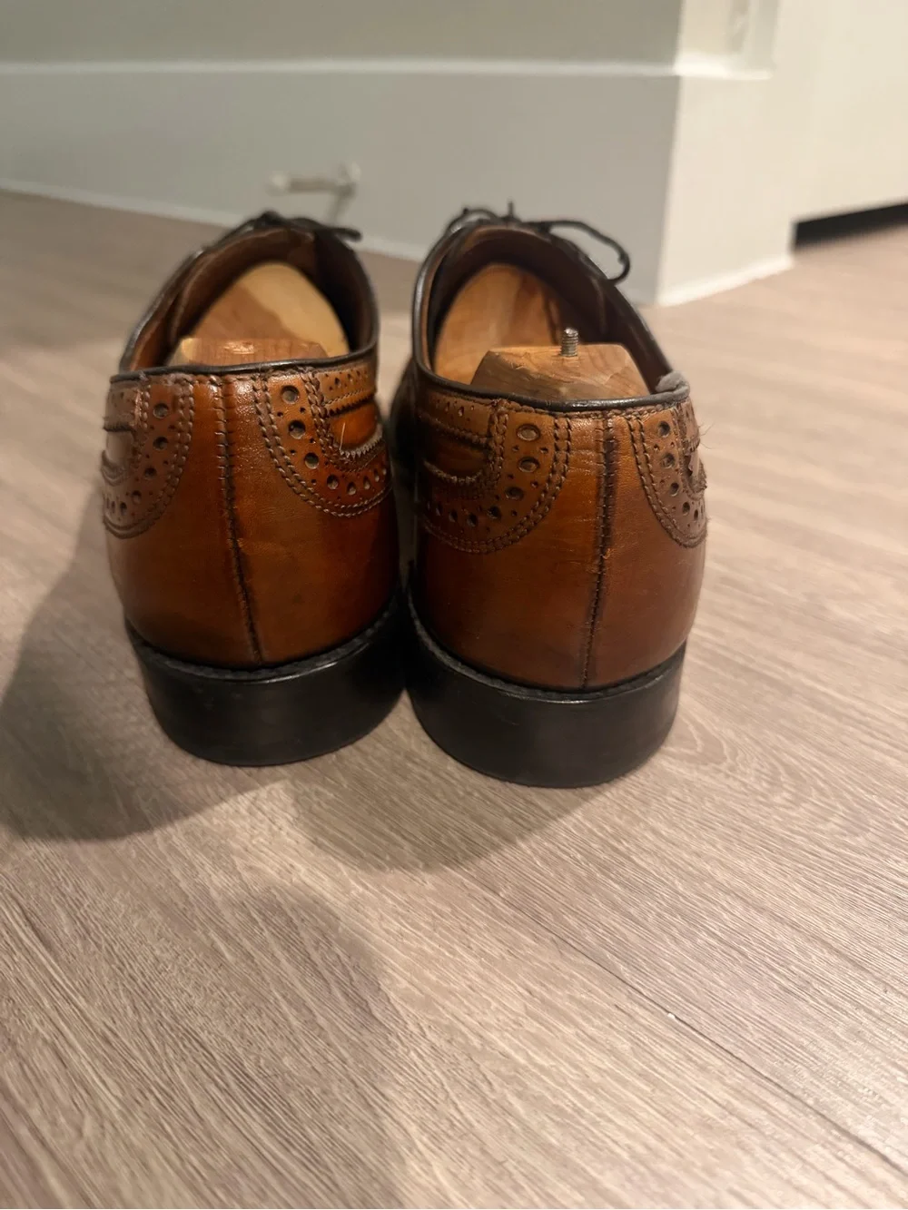 Allen Edmonds Strand Walnut Leather Cap Toe Brogue Oxford Shoes Sz 11D